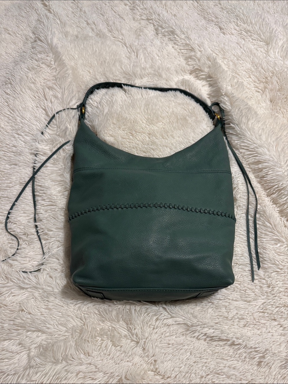HOBO Entwine Meadow Green Leather Braided-Handle Hobo Bag - Picture 2 of 13